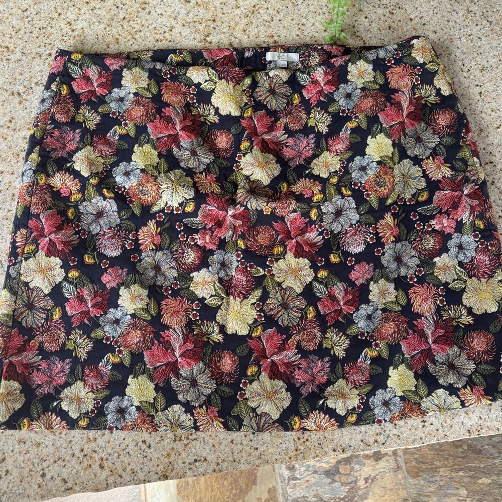 LOFT Black Floral Mini Skirt